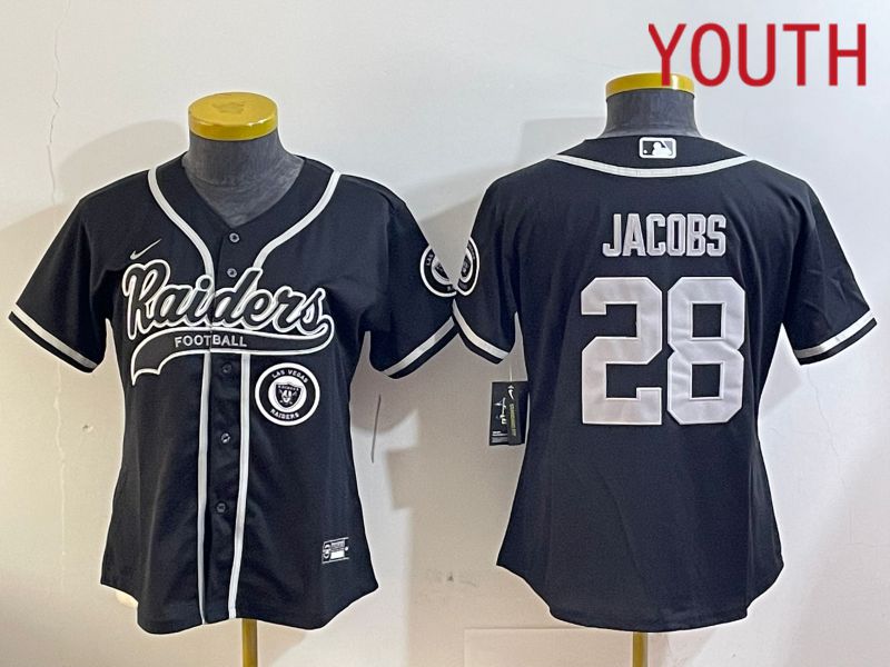 Youth Oakland Raiders #28 Jacobs Black Joint Name 2024 Nike Limited NFL Jersey style 6->youth nfl jersey->Youth Jersey